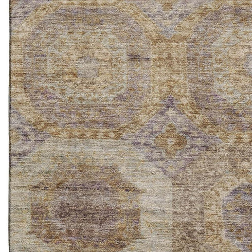 9' X 12' Rust Brown And Beige Abstract Geometric Washable Area Rug With UV Protection