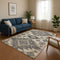 9' X 12' Beige Charcoal And Gray Tribal Washable Area Rug With UV Protection