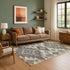 9' X 12' Beige Charcoal And Gray Tribal Washable Area Rug With UV Protection