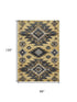 8' X 10' Gold Charcoal And Gray Tribal Washable Area Rug With UV Protection