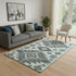 5' X 8' Mint Green Charcoal And Gray Tribal Washable Area Rug With UV Protection