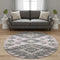 8' Pink Charcoal And Gray Tribal Washable Round Rug With UV Protection