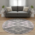 8' Pink Charcoal And Gray Tribal Washable Round Rug With UV Protection