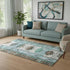 5' X 8' Brown Teal And Ivory Tribal Washable Area Rug With UV Protection