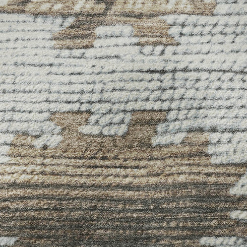 5' X 8' Brown Teal And Ivory Tribal Washable Area Rug With UV Protection