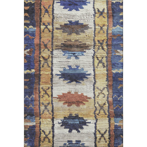 5' X 8' Gold Copper And Ivory Tribal Washable Area Rug With UV Protection
