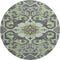 8' Artichoke Green Charcoal And Gray Floral Medallion Washable Round Rug With UV Protection