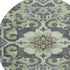 8' Artichoke Green Charcoal And Gray Floral Medallion Washable Round Rug With UV Protection