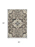 5' X 8' Chocolate Ivory And Gray Floral Medallion Washable Area Rug With UV Protection