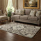 5' X 8' Chocolate Ivory And Gray Floral Medallion Washable Area Rug With UV Protection