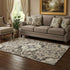 5' X 8' Chocolate Ivory And Gray Floral Medallion Washable Area Rug With UV Protection