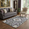 5' X 8' Purple Ivory And Charcoal Floral Medallion Washable Area Rug With UV Protection