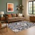 8' X 10' Purple Ivory And Charcoal Floral Medallion Washable Area Rug With UV Protection