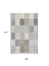8' X 10' Beige Gray And Silver Geometric Washable Area Rug With UV Protection
