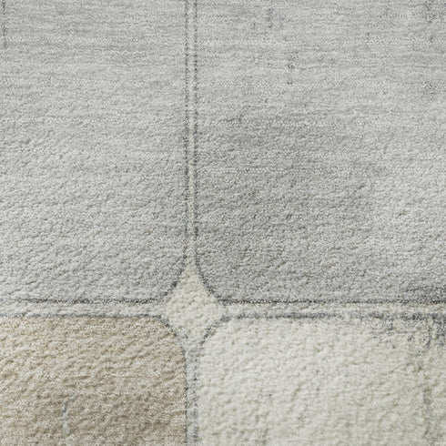 8' X 10' Beige Gray And Silver Geometric Washable Area Rug With UV Protection