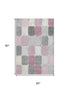 5' X 8' Blush Gray And Silver Geometric Washable Area Rug With UV Protection