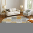 8' Gold Gray And Ivory Geometric Washable Round Rug With UV Protection