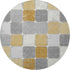 8' Gold Gray And Ivory Geometric Washable Round Rug With UV Protection