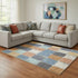 8' X 10' Rust Blue And Ivory Geometric Washable Area Rug With UV Protection