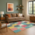 9' X 12' Teal Blush And Yellow Geometric Washable Area Rug With UV Protection