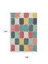 9' X 12' Teal Blush And Yellow Geometric Washable Area Rug With UV Protection
