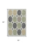 5' X 8' Beige Charcoal And Green Geometric Washable Area Rug With UV Protection