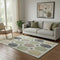 5' X 8' Beige Charcoal And Green Geometric Washable Area Rug With UV Protection