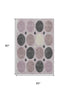 5' X 8' Blush Charcoal And Ivory Geometric Washable Area Rug With UV Protection