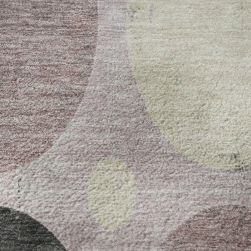 5' X 8' Blush Charcoal And Ivory Geometric Washable Area Rug With UV Protection