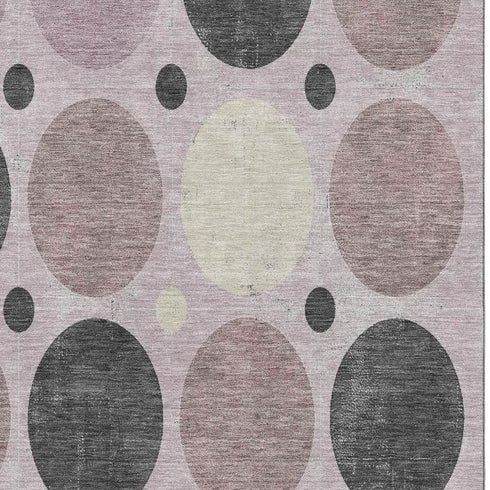 5' X 8' Blush Charcoal And Ivory Geometric Washable Area Rug With UV Protection
