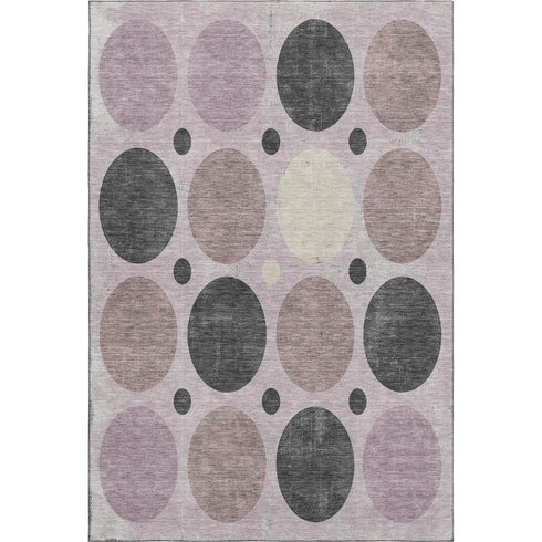 8' X 10' Blush Charcoal And Ivory Geometric Washable Area Rug With UV Protection