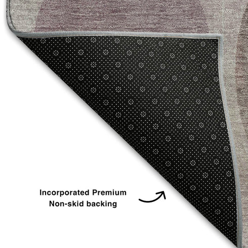 8' X 10' Blush Charcoal And Ivory Geometric Washable Area Rug With UV Protection
