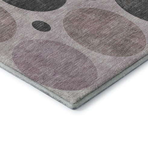 8' X 10' Blush Charcoal And Ivory Geometric Washable Area Rug With UV Protection