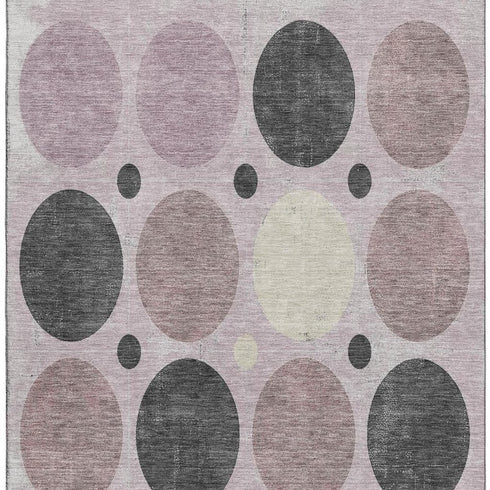 8' X 10' Blush Charcoal And Ivory Geometric Washable Area Rug With UV Protection