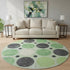 8' Green Ivory And Charcoal Geometric Washable Round Rug With UV Protection