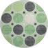 8' Green Ivory And Charcoal Geometric Washable Round Rug With UV Protection