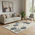 5' X 8' Ivory Charcoal And Beige Geometric Washable Area Rug With UV Protection