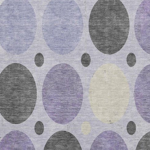 5' X 8' Lavender Charcoal And Ivory Geometric Washable Area Rug With UV Protection