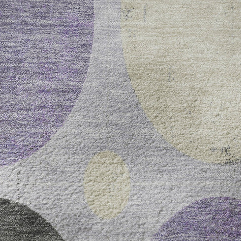 8' X 10' Lavender Charcoal And Ivory Geometric Washable Area Rug With UV Protection