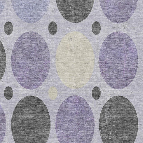 8' X 10' Lavender Charcoal And Ivory Geometric Washable Area Rug With UV Protection