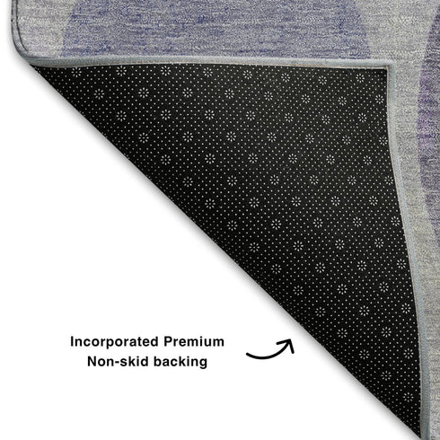 9' X 12' Lavender Charcoal And Ivory Geometric Washable Area Rug With UV Protection