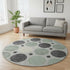 8' Sage Charcoal And Ivory Geometric Washable Round Rug With UV Protection