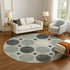 8' Sage Charcoal And Ivory Geometric Washable Round Rug With UV Protection