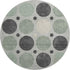 8' Sage Charcoal And Ivory Geometric Washable Round Rug With UV Protection