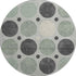 8' Sage Charcoal And Ivory Geometric Washable Round Rug With UV Protection