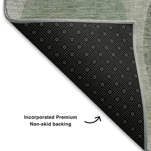 9' X 12' Sage Charcoal And Ivory Geometric Washable Area Rug With UV Protection