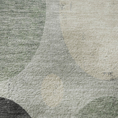 9' X 12' Sage Charcoal And Ivory Geometric Washable Area Rug With UV Protection