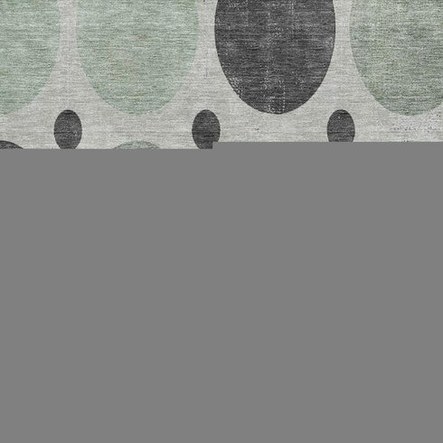 9' X 12' Sage Charcoal And Ivory Geometric Washable Area Rug With UV Protection