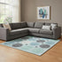8' X 10' Teal Charcoal And Beige Geometric Washable Area Rug With UV Protection