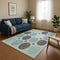 8' X 10' Teal Charcoal And Beige Geometric Washable Area Rug With UV Protection